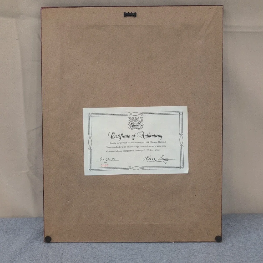 Alabama Crimson Tide 1934 National Champions Framed Poster COA Frank Thomas - Picture 5 of 7